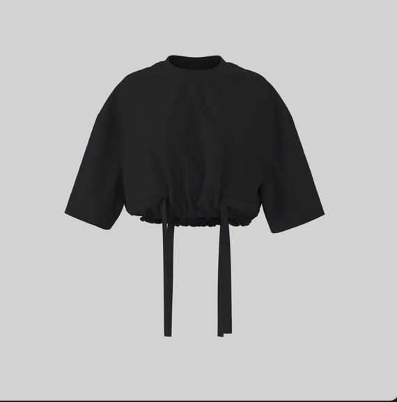 CROPPED T-SHIRT WITH SIDE STRINGS